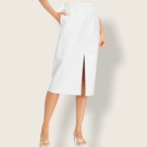 NWT Vegan Faux Leather White Slit Pencil Skirt